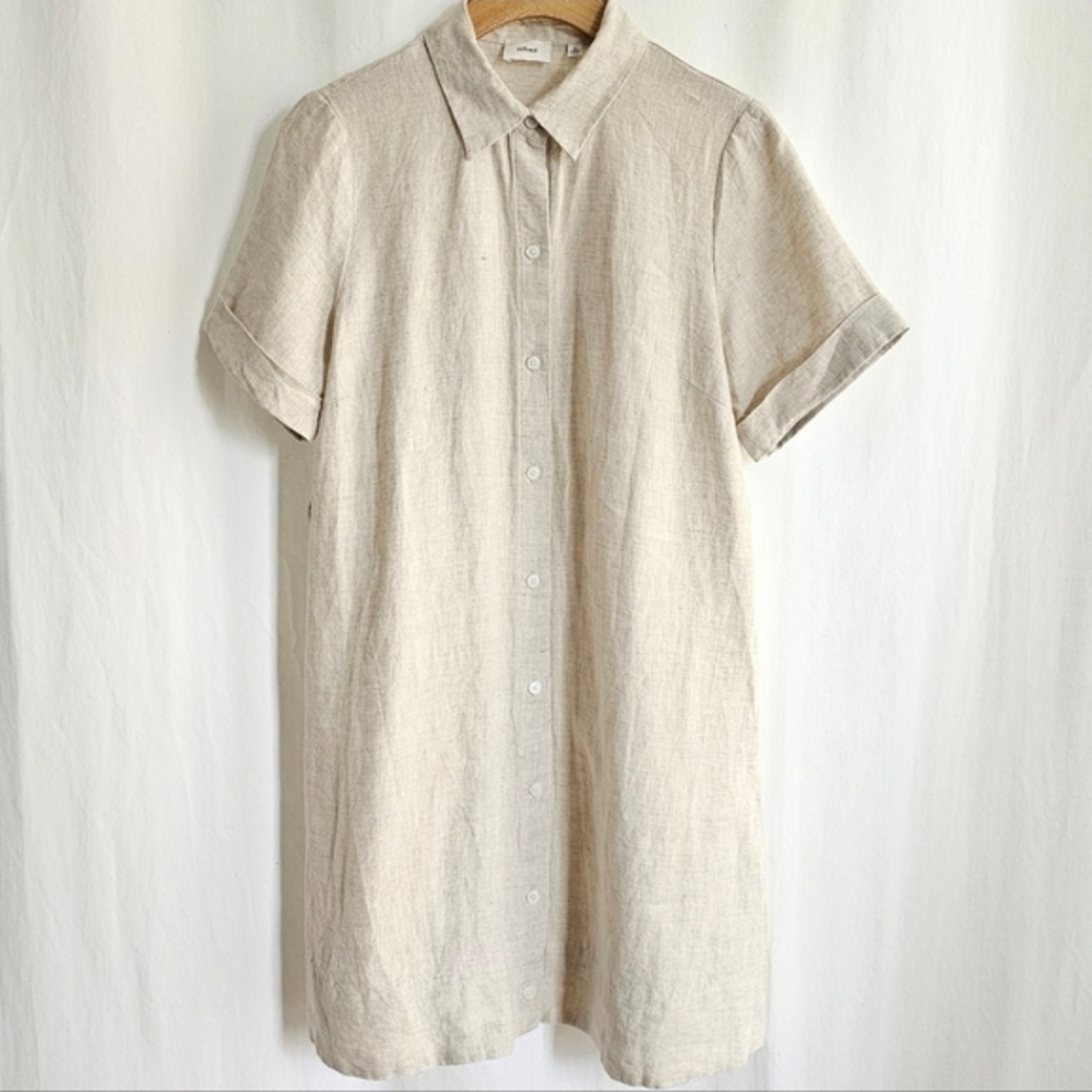 🇨🇦 Aritzia Wilfred Beige Eleta Linen Mini Dress - Picture 9 of 16